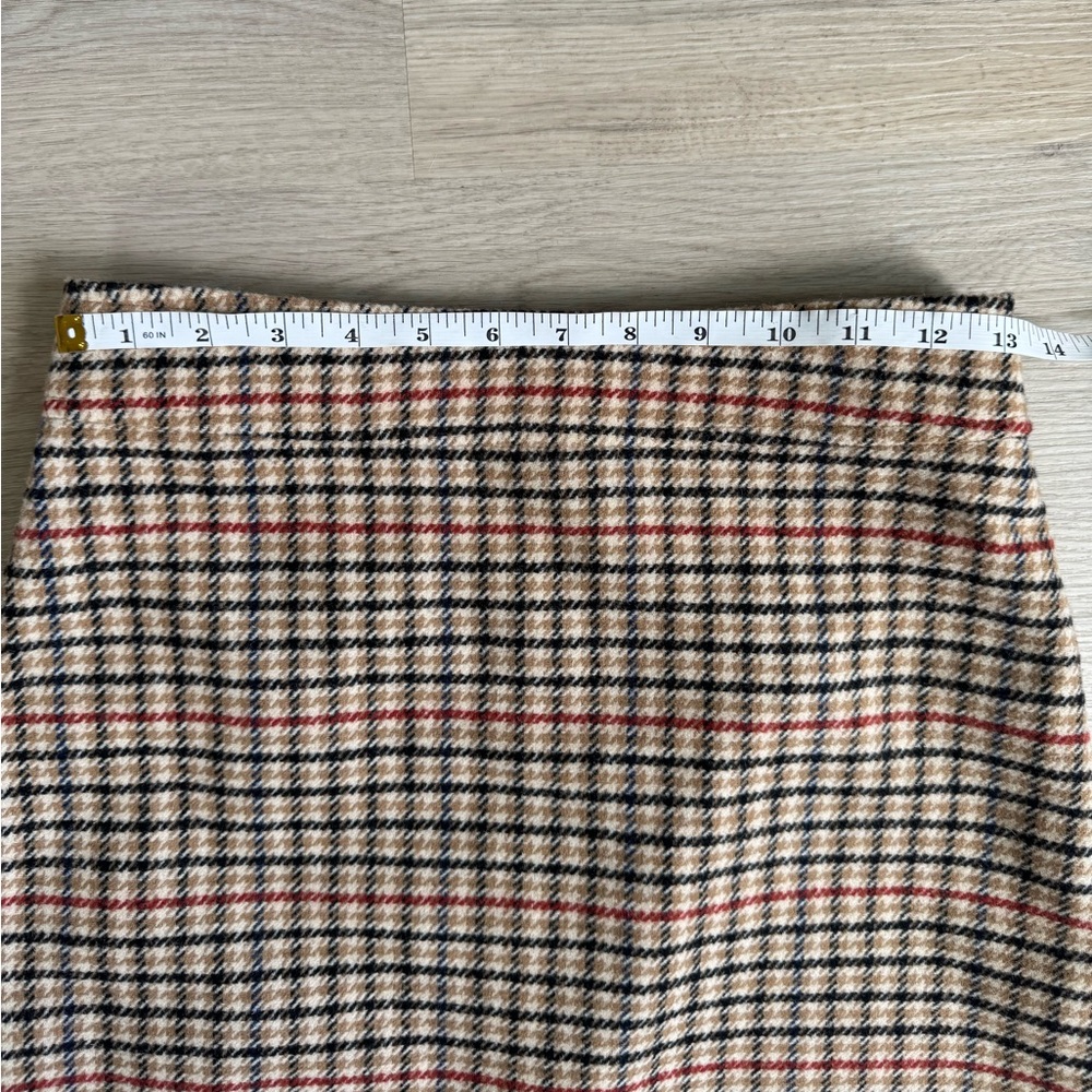NWT J. Crew Plaid Women's Mini Skirt in Tan, Red, black checks Size 0 Fair Trade - Picture 8 of 9